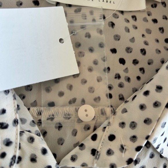 ASTR The Label Cream Olive Multi Dot Print Button Up Shirt Blouse Size Med NWT - Picture 7 of 13